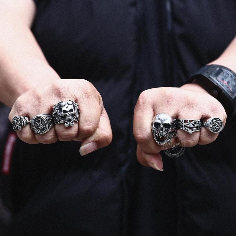 GTHIC Lucifer Nephilim Seal Vintage Stainless Steel Ring Fashion Accessories For Daily Wear Birthday Gifts GTHIC Lucifer Nephilim Seal Vintage Stainless Steel Ring Fashion Accessories For Daily Wear Birthday Gifts