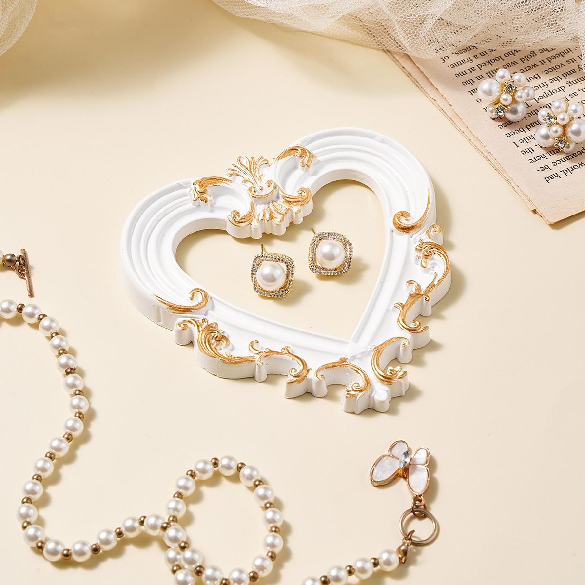 European Style Heart Frame Decor, Resin Hand-Painted DIY Decoration, Bathroom Ornament, Photography Prop, Party Scene Setter