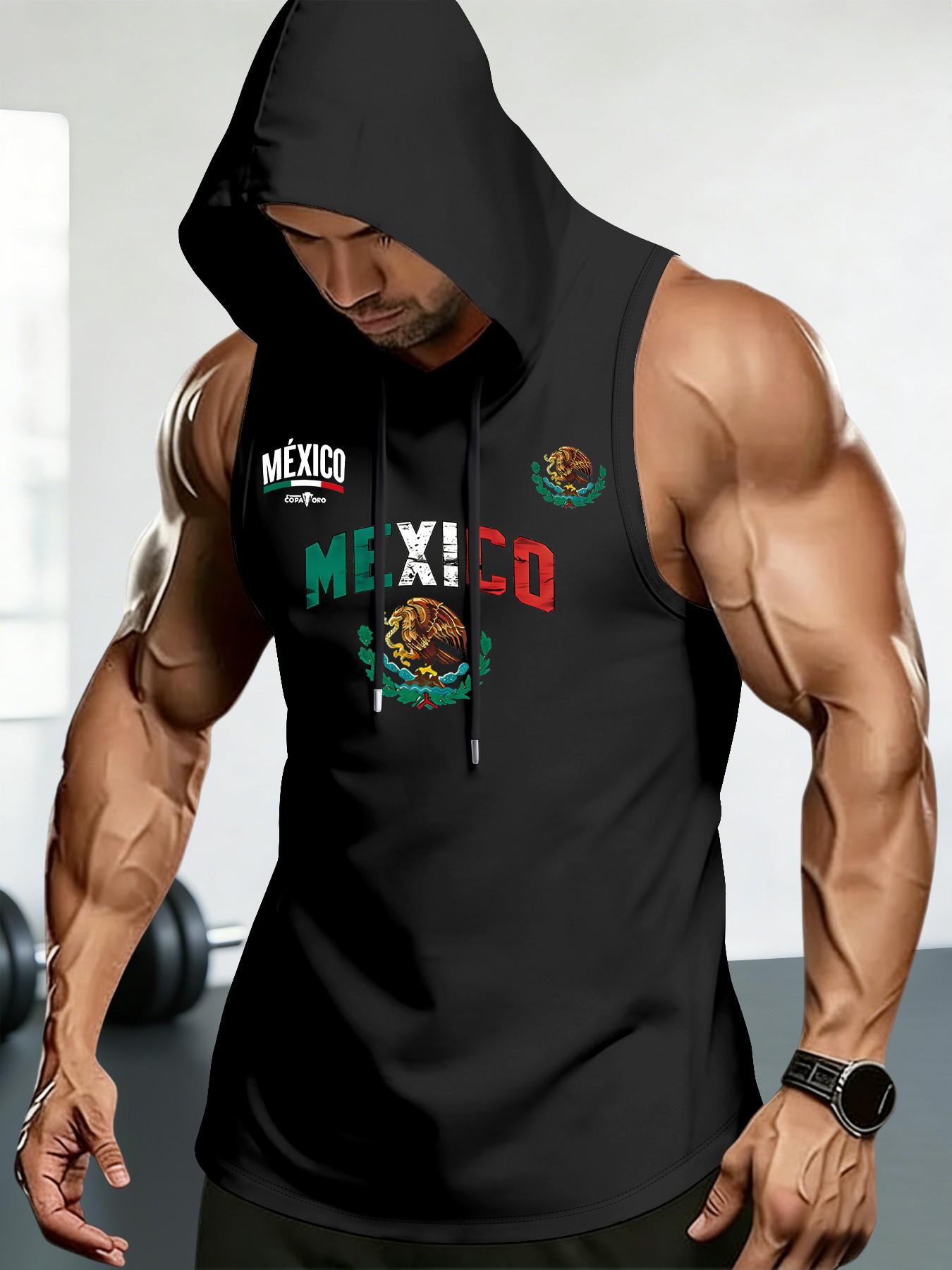 Men's Sleeveless Hooded Tank Top, Mexican Theme Print, High-Quality Breathable Fabric, Comfortable Loose Fit Sporty T-Shirt Men's Sleeveless Hooded Tank Top, Mexican Theme Print, High-Quality Breathable Fabric, Comfortable Loose Fit Sporty T-Shirt