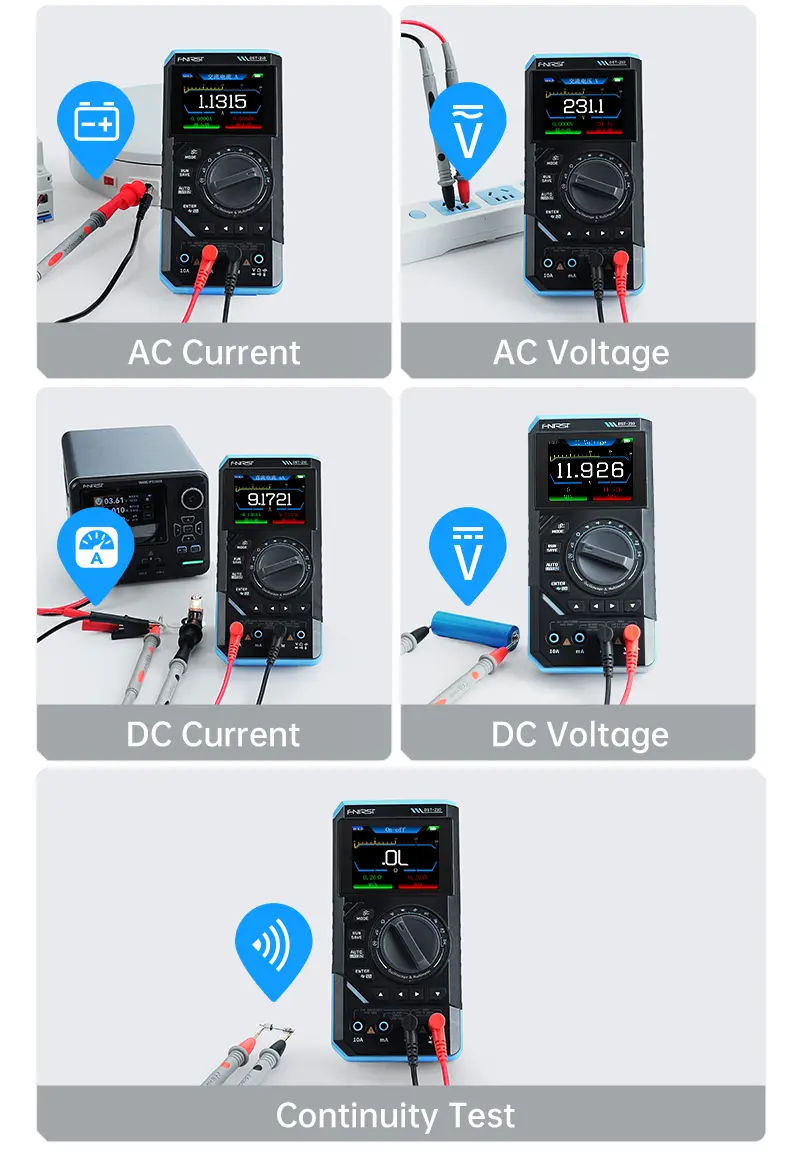 FNIRSI DST-210 Series 3-in-1 Portable Electrical Measuring Tool - Digital Smart Multimeter, 10MHz Scope, Multifunctional Oscilloscope, Signal Source, 2.8-Inch Color TFT Screen, Waveform Export, 400V Max, 19999-Count, 3000mAh, 48MSa/s for Electricians