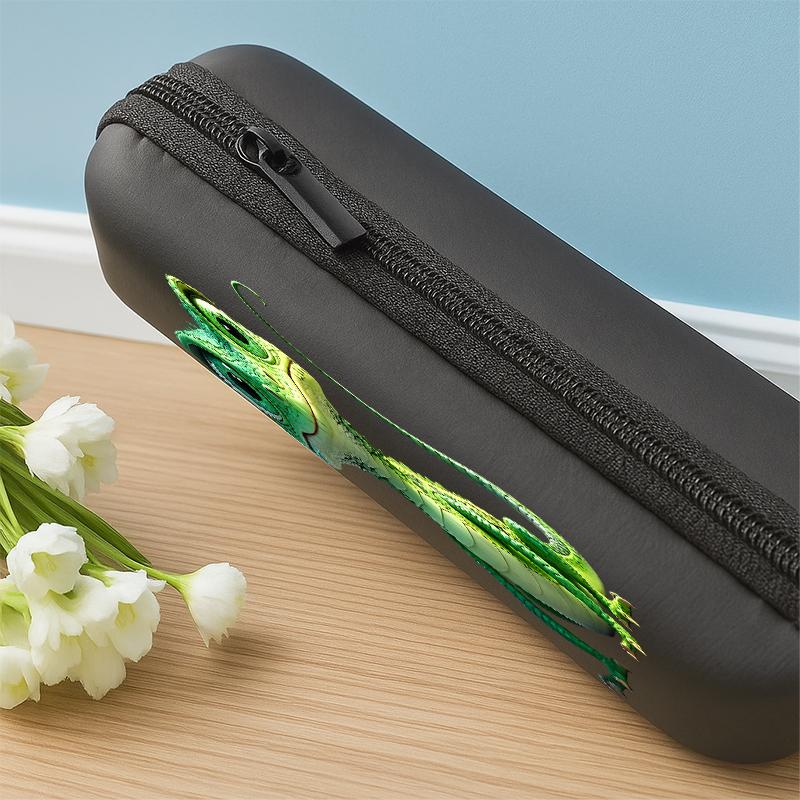 Q Edition Lizard Pattern Earbud Storage Case, Office & Travel Essential Eva Hard Shell Box, Diverse Design + Mesh Pocket