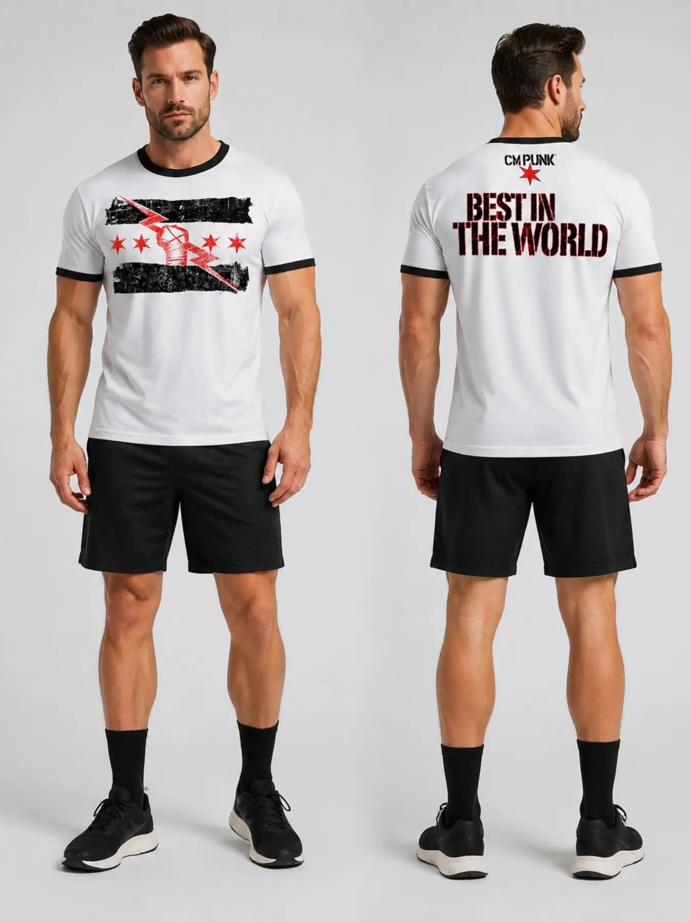 2026 New Streetwear Summer Men's Wrestling Punk Print T-Shirt, Casual Long Sleeve Top, Comfortable Classic Tee, All-Over Print Design