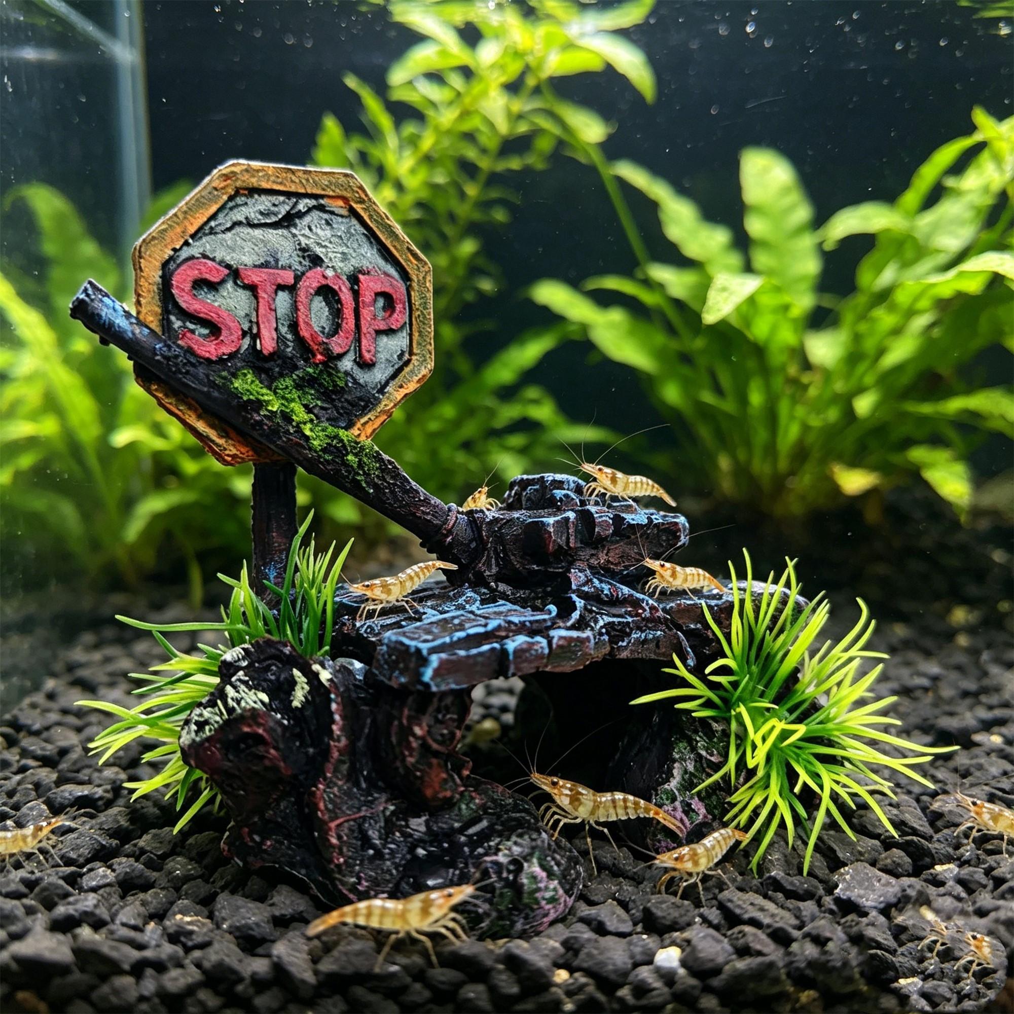 Realistic Tank Aquarium Decoration, Fish and Shrimp Hideout, Breeding Cave Box, Durable Habitat Accessory, Stop War Design