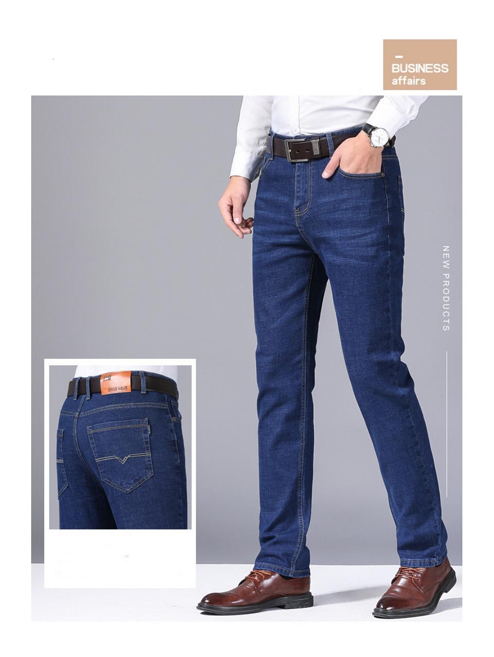 COOFANDY Men's Classic Straight Fit Stretch Jeans Casual Comfort Denim Pants in Medium Blue 94% Cotton 4% Elastane High Rise Zip Fly Button Closure