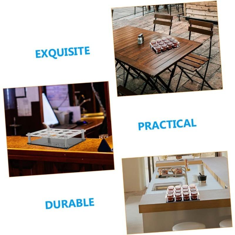 Acrylic Whiskey Display Rack for Home Parties, 12 Shot Glass Dispenser + Tray Combo, Space-Saving Design, Easy to Clean