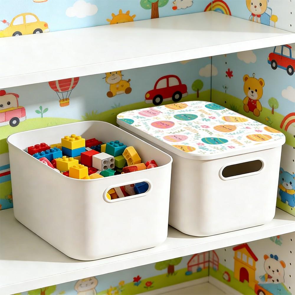 Plastic Storage Box with Lid, Spring Design, Beautiful Print Pattern, Party Desktop Organizer, Living Room Snack Holder