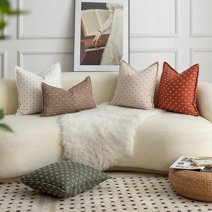 2PCS Pillow Covers 18x18inch Soft Polyester Textured Pillow Covers with Stylish Flange Edge Cozy Farmhouse Throw Pillows for Couch Bed Sofa Living Room 2PCS Pillow Covers 18x18inch Soft Polyester Textured Pillow Covers with Stylish Flange Edge Cozy Farmhouse Throw Pillows for Couch Bed Sofa Living Room