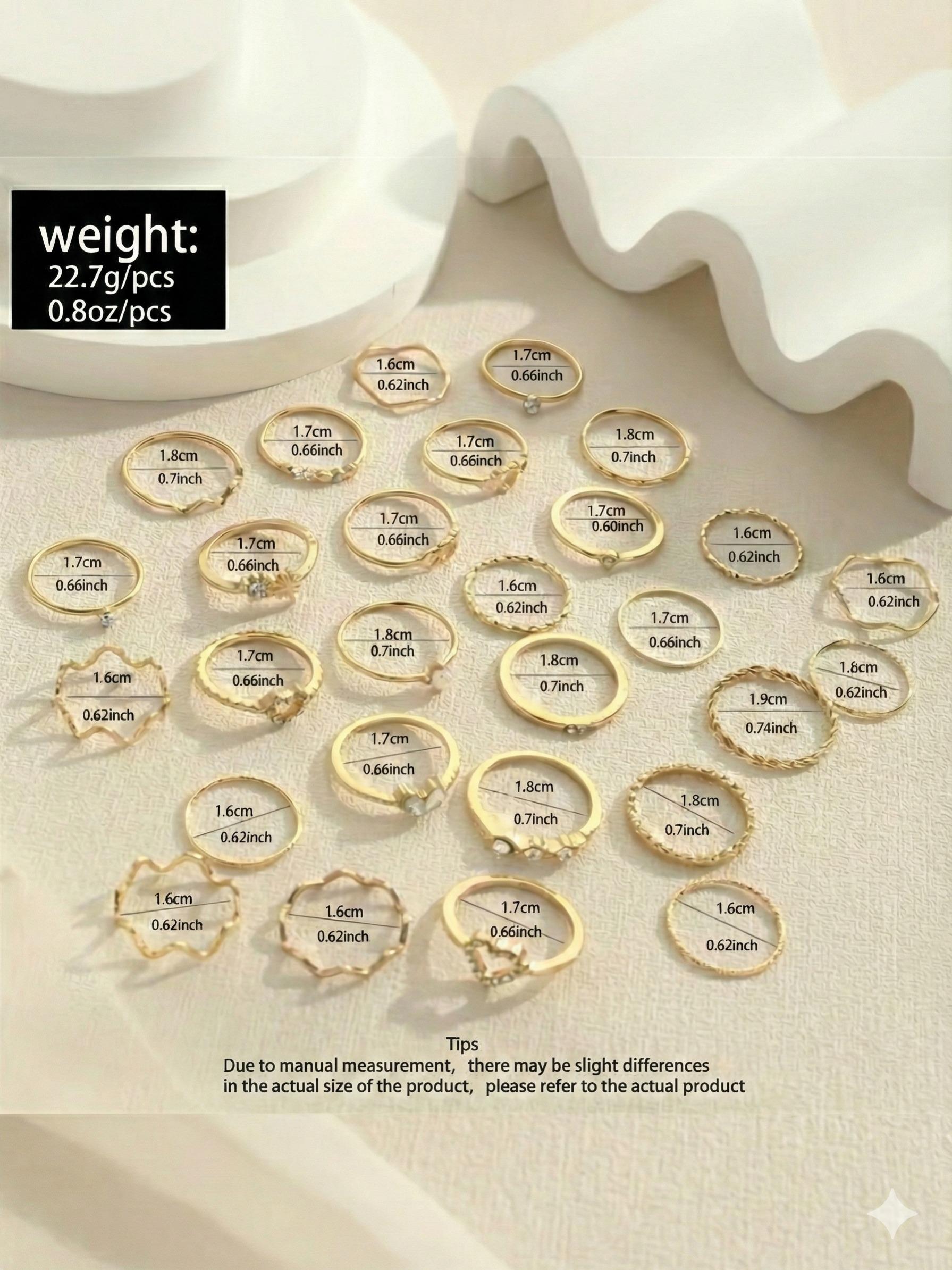 28pcs Heart Shaped Geometric Boho Style Rhinestone Knuckle Rings, Minimalist Wave Design, Perfect for Women's Daily Wear & Parties