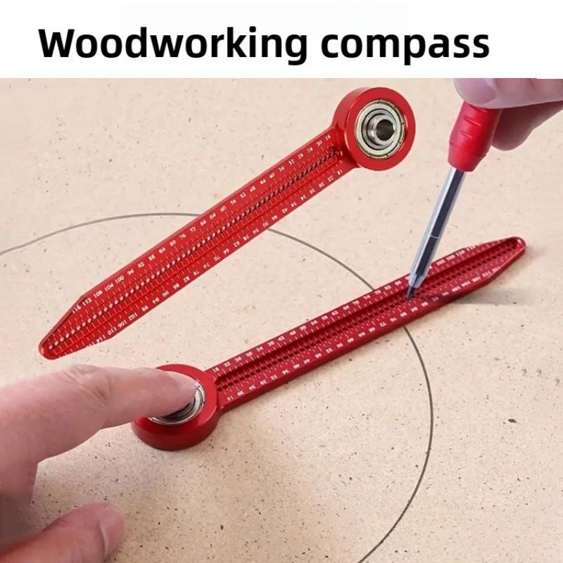 Aluminum Alloy Center Axis Circle Drawing Compass, Mini Woodworking Hole Ruler, DIY Line Marking Tool, Precision Measuring Tape