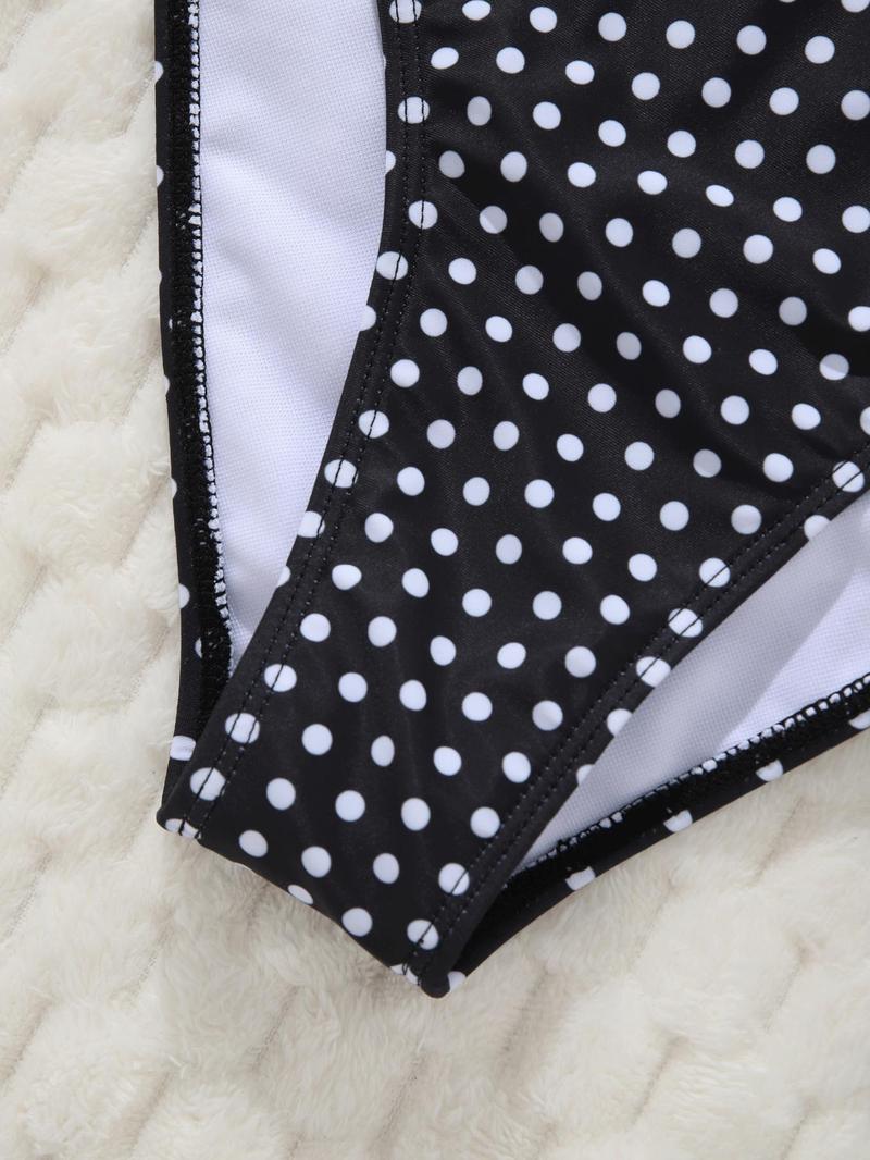 New Polka Dot Sexy Three-Piece Bikini High Cut Halter Split Summer Beach Island Hot Girl Swimsuit Set Halter Bikinis Set