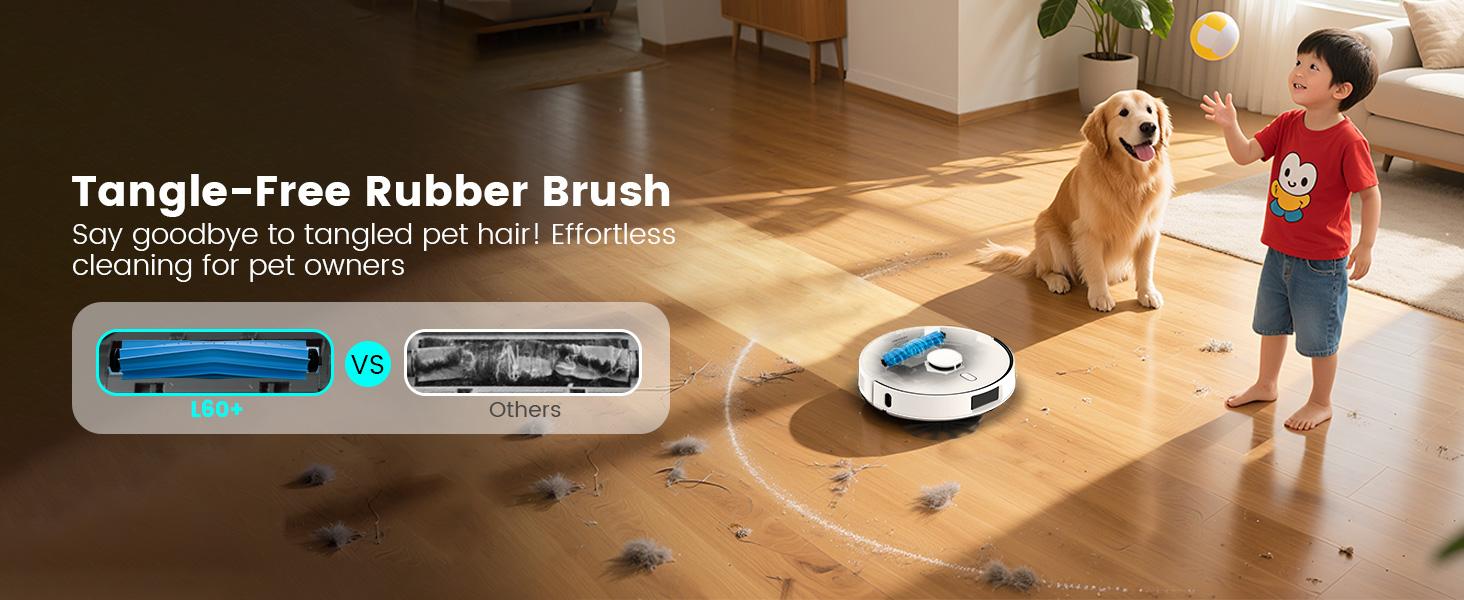 AIRROBO L60+ Self-Empty Robot Vacuum and Mop Cleaner with Ultrasonic Carpet Detection,6000Pa Suction,Laser Obstacle Avoidance,240min Long Runtime