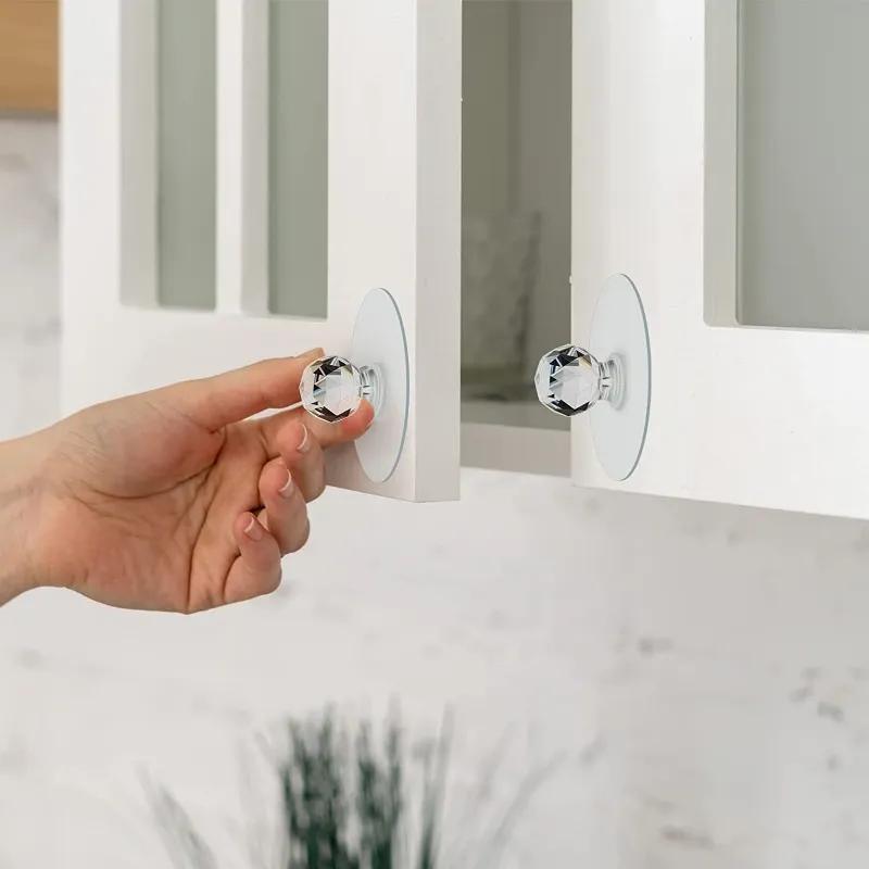 10pcs Transparent Crystal Cabinet Drawer Door Knobs Handles with Self-adhesive Handle and Hook, Self Adhesive Hooks
