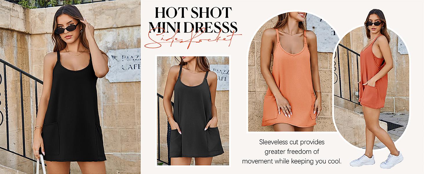 Wenrine Women's Mini Dress Casual Workout Tennis Dress with Shorts Sleeveless Althletic Dresses Wenrine Women's Mini Dress Casual Workout Tennis Dress with Shorts Sleeveless Althletic Dresses