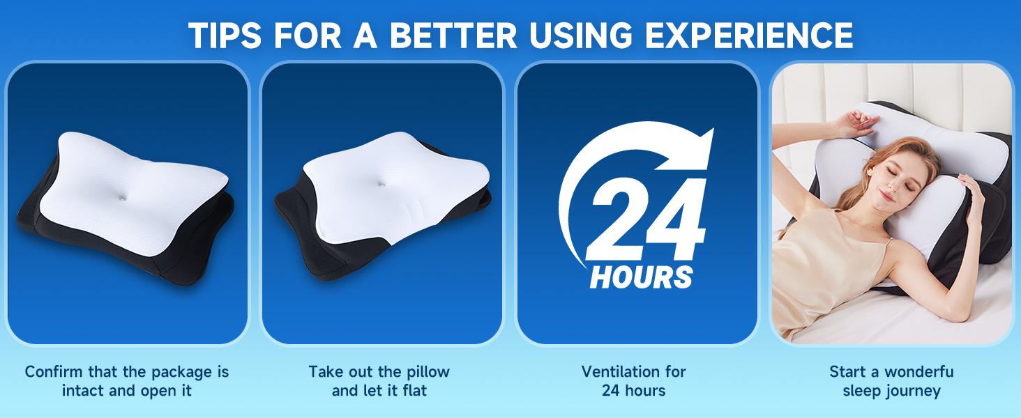 SUPA MODERN Ergonomic Cooling Cervical Memory Foam Neck Support Pillow, Hollow Design 1 Count Comfortable Contour Pillow, Dual Height Support Adjustable Bed Pillow for Sleeping, almohada, Bedroom Decorations, Valentine's Day Gift, Gifts for boyfriend