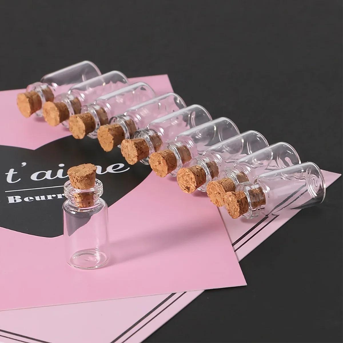 10 Mini Glass Bottles with Lids for DIY Decoration, Small Wish Jars for Messages, Perfect for Crafts and Gifts