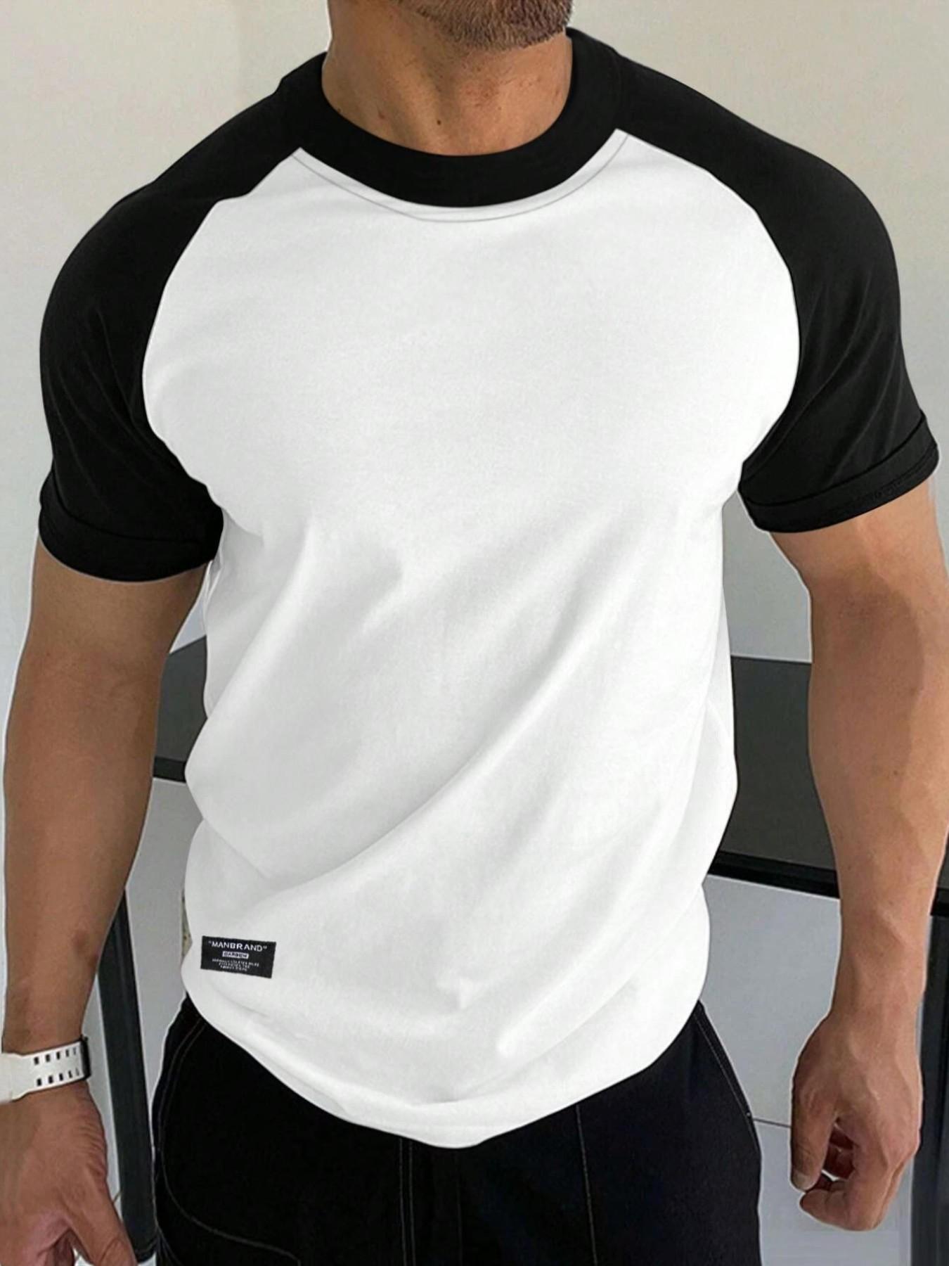 Men's Solid Color Shoulder Sleeve Crew Neck T-Shirt, Ultra Soft Stretch Quality Fabric, Dry Fit Sports Tee for Running & Gym Workouts, Dry Fit Shirts
