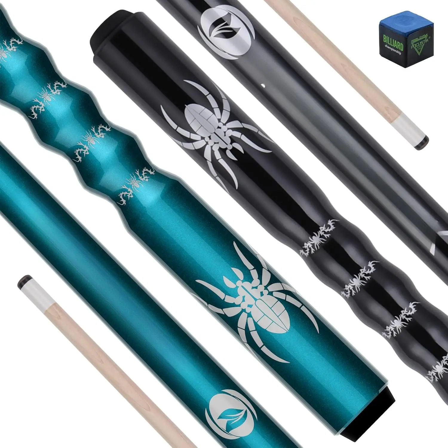 58" 2- Pool Cues Set of 2,  Grip, Canadian Maple