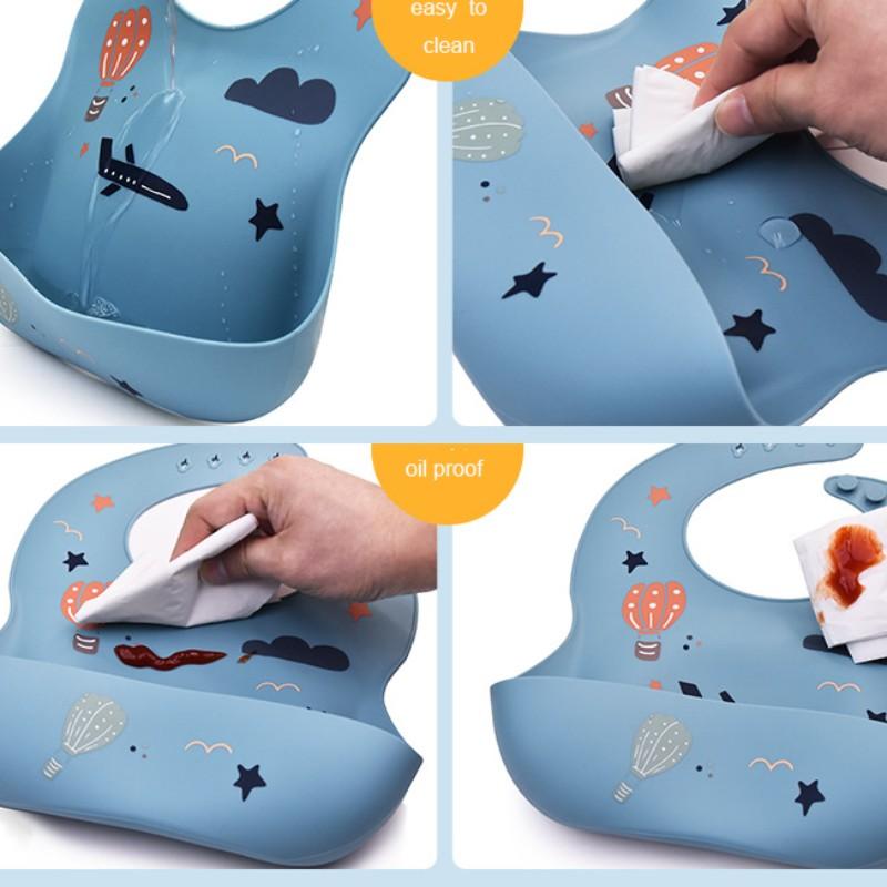 Children Silicone Bib Waterproof Anti-Stain Easy Clean Suitable for Boys Girls, Baby Feeding Apron, 1 Piece Pack