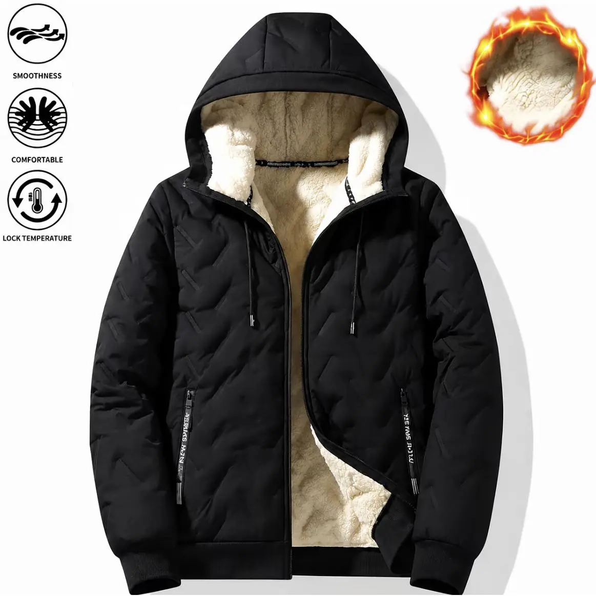 This cozy hooded outerwear is a must‑have for mensfashion. Fleece‑lined interior locks in warmth effectively, diamond‑stitched surface and handy side pockets deliver comfortable wearing experience for winter daily scenarios.