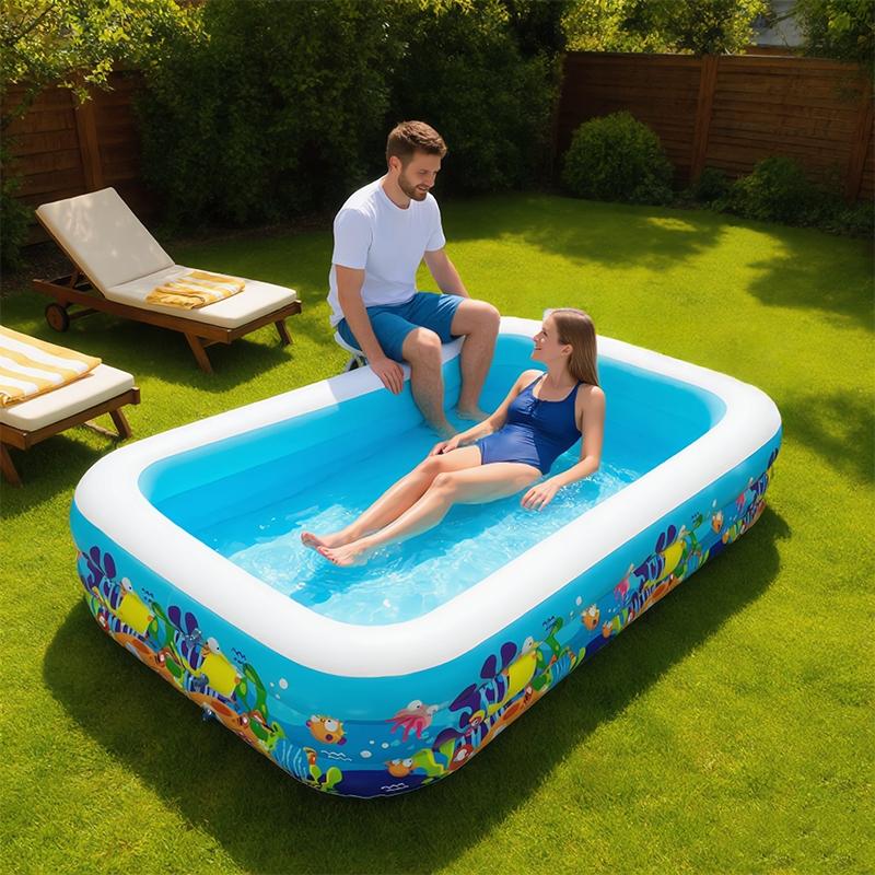 Large Inflatable Pool, Yard Relaxation Water Pool, Thickened Air Cushion Structure, Stable Support, Portable, Quick Inflate & Drain, Portable Swimming Pool