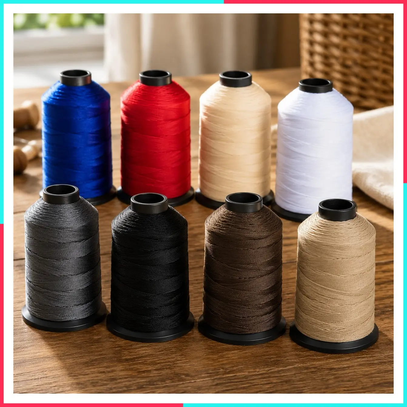 1oz 375 Yds Each 8 Pack Heavy Duty Upholstery Thread Tex 70 Bonded Nylon for Sewing Leather Machine Hand Repair Canvas Denim Carpet Beading Hair Weaving #69 8oz Color Set