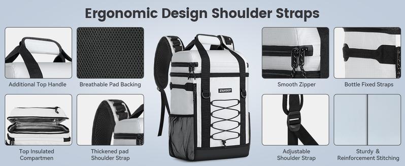 Cooler Backpack, 36 Cans Multifunctional Leakproof Cooler Backpack with Padded Top Handle, Mesh Pocket for Camping BBQ Lunch Picnic Hiking Fishing,Waterproof Ice Box Thermal Bag