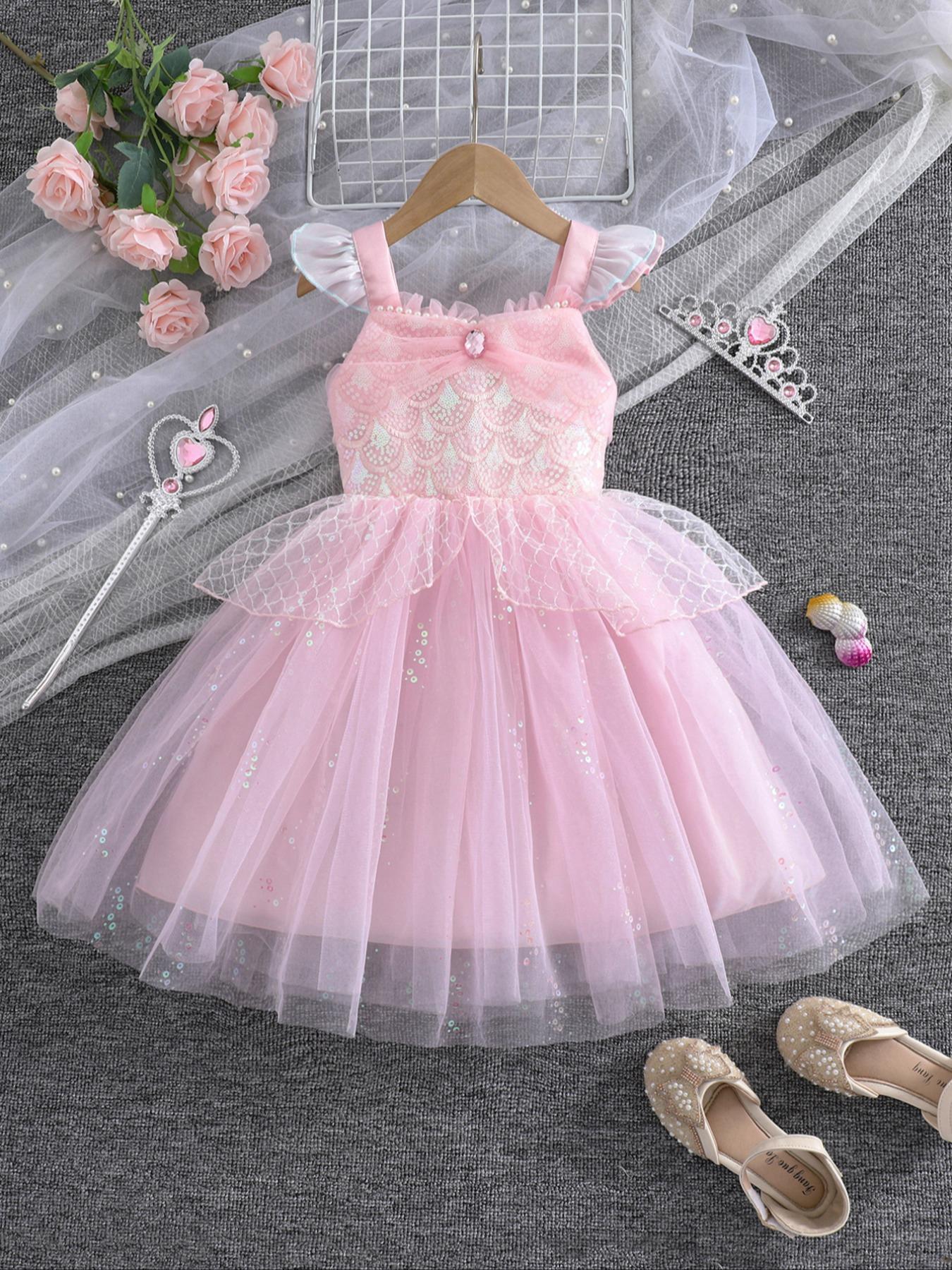 Girls' Mermaid Princess Dress with Sequins, Sparkly Dress, Fly Sleeve Strapless Front Embroidered Fish Scale Design, Kids Summer Party Costume, Birthday Dress - TikTok Shop Girls' Mermaid Princess Dress with Sequins, Sparkly Dress, Fly Sleeve Strapless Front Embroidered Fish Scale Design, Kids Summer Party Costume, Birthday Dress - TikTok Shop