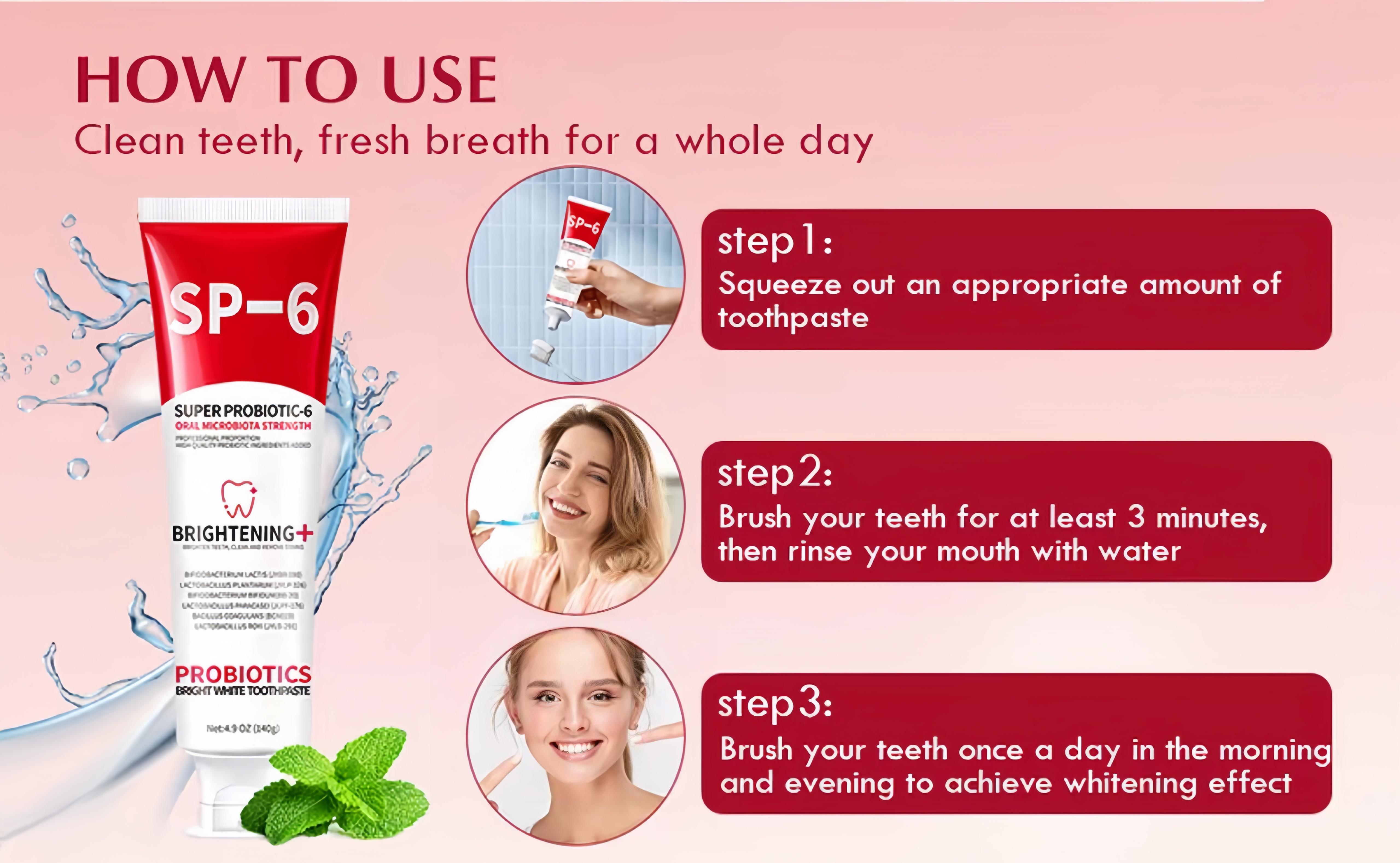 Probiotic Whitening Toothpaste，SP-6 Toothpaste | Probiotic Oral Care for Enamel Repair & Long-Lasting Fresh Breath