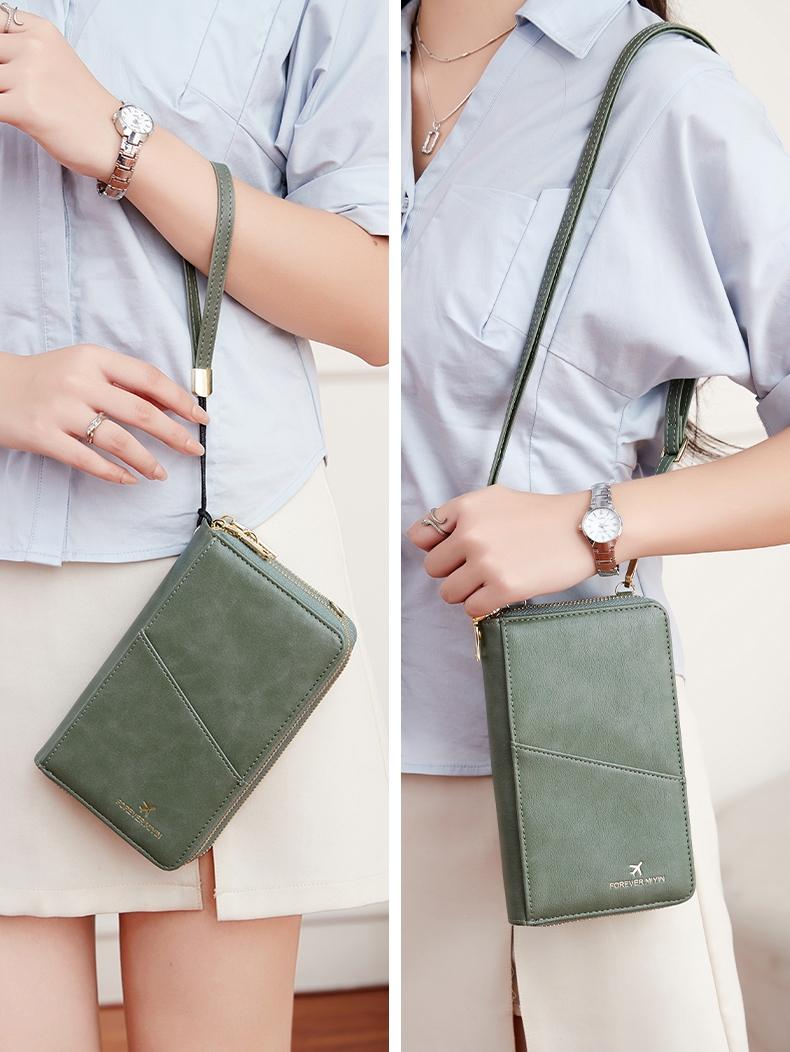 RFID Blocking Travel Wallet, Dual Zipper Design, PU Leather Passport Holder, Passport Cover, Ticket Organizer, Credit Card Case, Document Bag, Family Trip File Manager