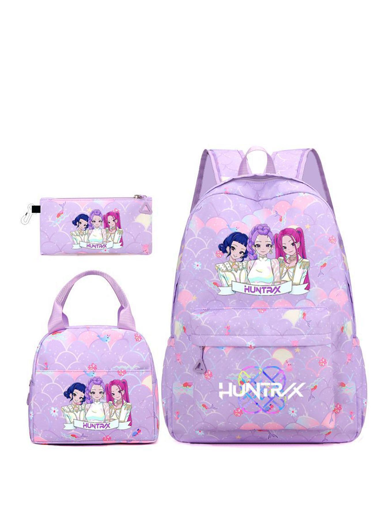 Women's Large Capacity Backpack Set, Kpop Girl Group Print Zipper Closure, Fashion Versatile Trendy Bag for School Campus Commuting Shopping, Multi Compartment Backpack
