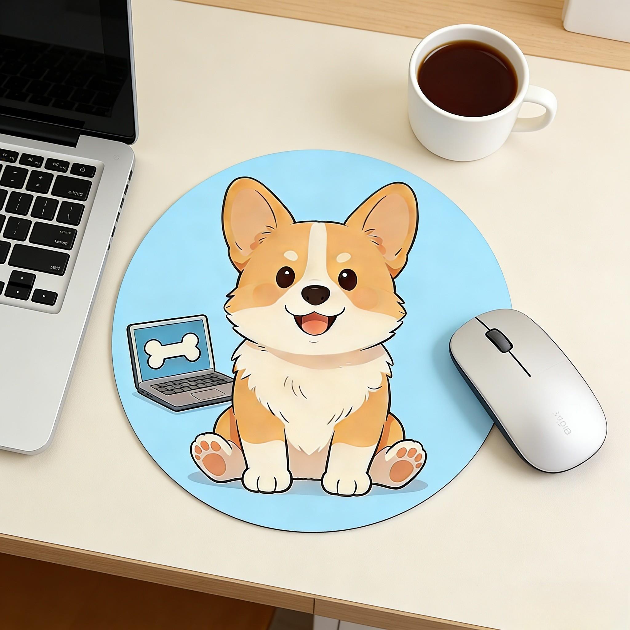 Fashionable Cartoon Round Mouse Pad, Anti-Slip Rubber Base, Gaming & Office Use, 7.87 Inch, Ideal Gift for Girls & Women