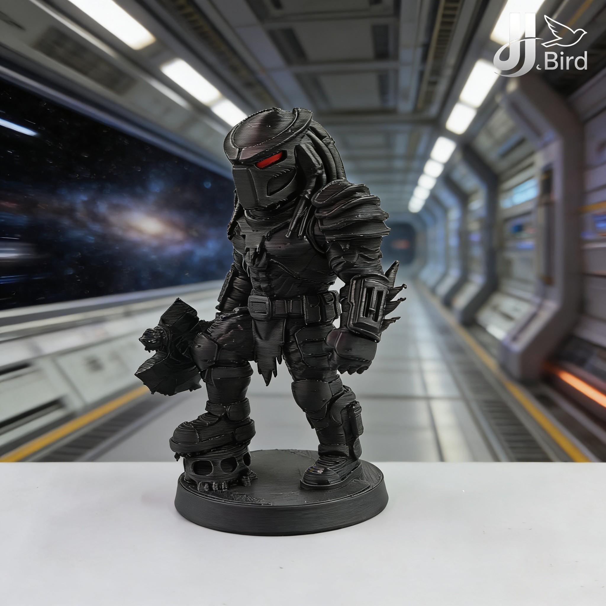 Alien Hunter Warrior Model Decoration, Collectible Figure, Home Room Bookshelf Decor, Desktop Ornament, Sci-Fi Dark Style Statue