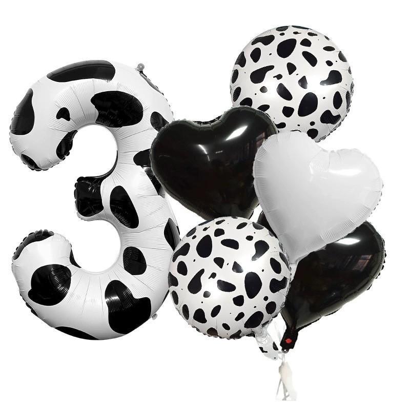 Unique Cow Print Number Heart Foil Balloons, Luxury Series Multi Shape Kit, Wedding Bridal Party Decor, Grand Event & Celebration