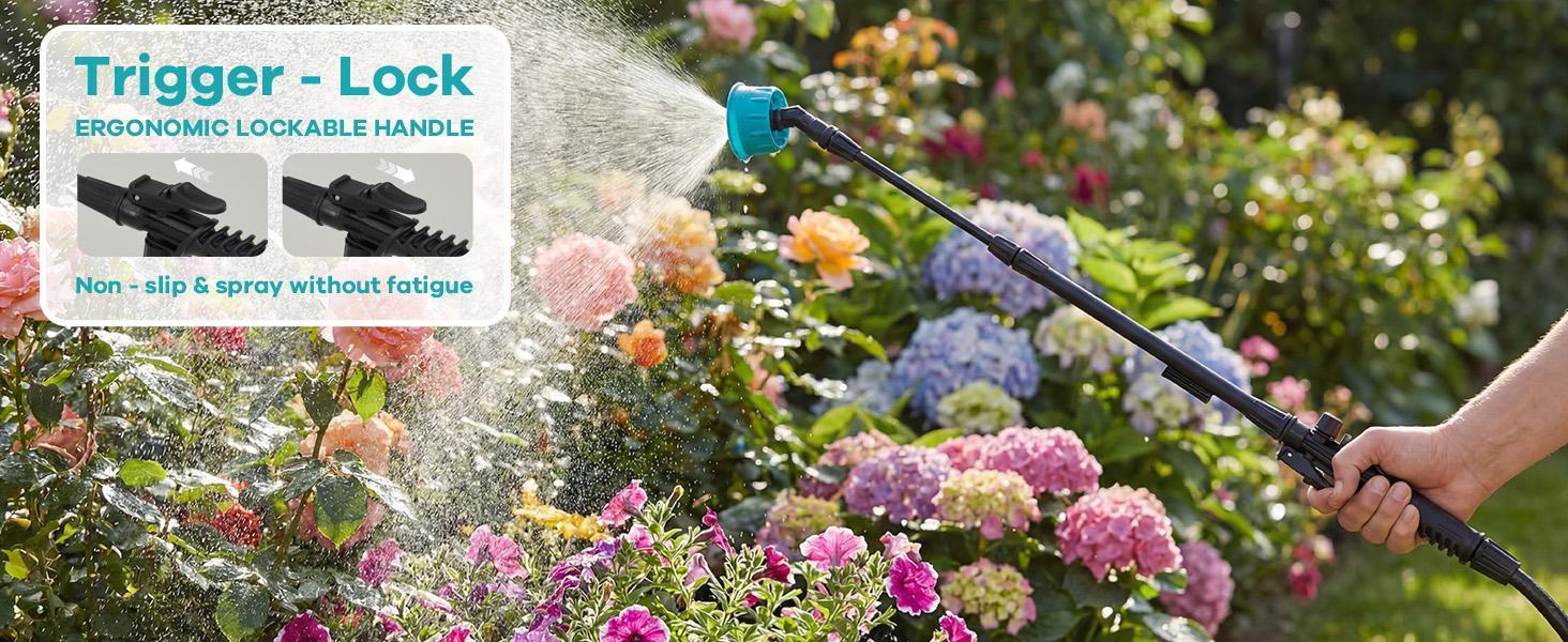 Battery Powered Backpack Sprayer with 3.17 gal Tank, 0-65 PSI Pressure Adjust, 18V 2Ah Battery, 5 Nozzles, 1 Wand, Wide Mouth Lid for Weed Control, Customizable Spray Intensity, Easy Filling and Cleaning