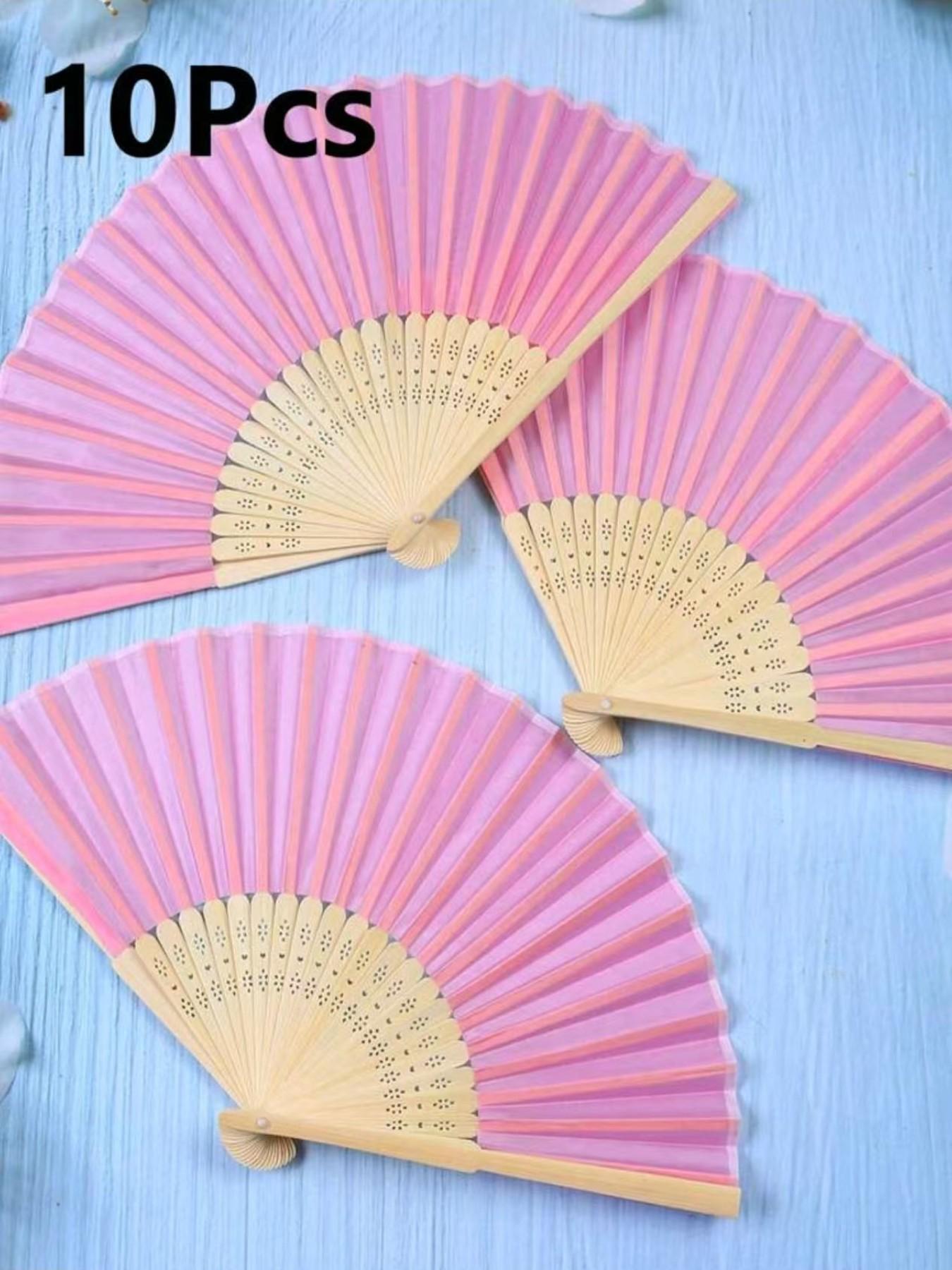 10pcs Paper Fans, Bamboo Folding Fans, Handheld Wedding Fans, Ideal for Brides, Proms, Gifts, Church, Home, Office Decor, DIY