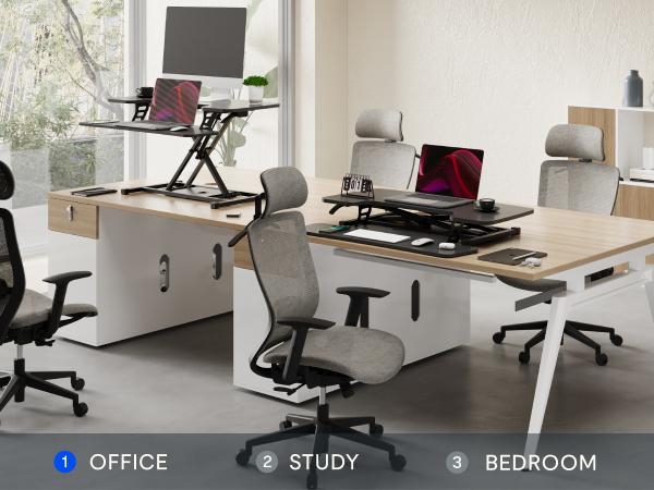 【TikTokShopBlackFriday】Height Adjustable Standing Desk Converter, Sit-to-Stand Desk Riser U-Shape with Spacious Removable Keyboard Tray, 2-Tier Desktop Computer Workstation in Black Color 【TikTokShopBlackFriday】Height Adjustable Standing Desk Converter, Sit-to-Stand Desk Riser U-Shape with Spacious Removable Keyboard Tray, 2-Tier Desktop Computer Workstation in Black Color