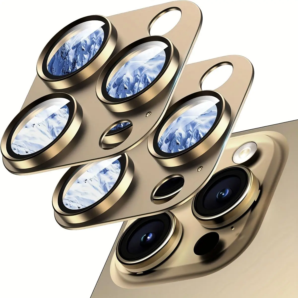 2Pcs For IPhone 16 Pro Max/16 Pro/15 Pro Max/15 Pro Metal Ring Camera Lens Tempered Glass Protector, 9H Hardness Ultra HD, Anti-scratch, Anti-fingerprint, Easy To Install, Full Cover Lens Protector Film