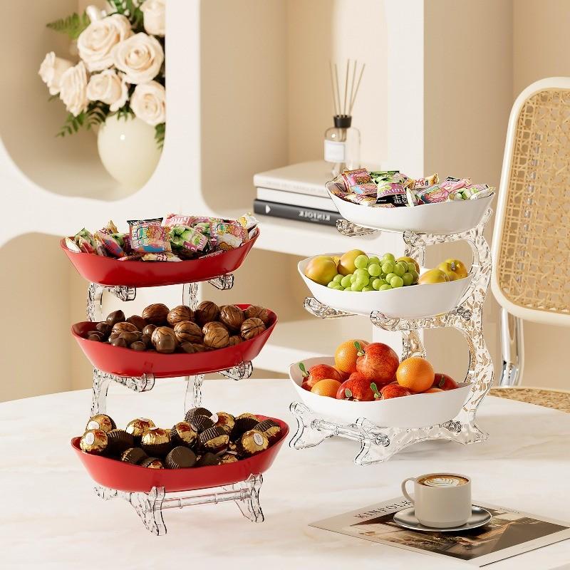 Three-Tier Fruit Basket with Stand, Detachable Snack/nut/cake/dessert/vegetable Storage Box, Perfect Kitchen Counter Organizer