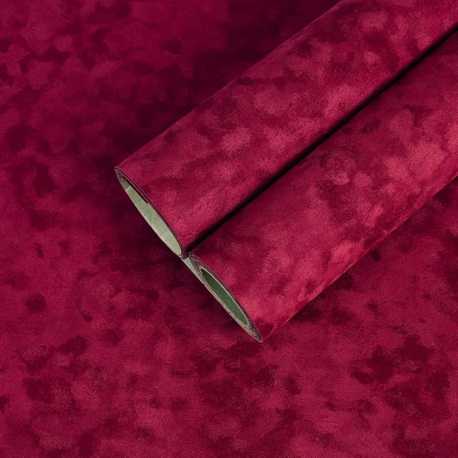 12”x100” Self Adhesive  Drawer Liner Sheets Dark Red  Flock Contact Paper Roll Soft Felt Liner for Drawer Dresser  Box Removable Solid Red Felt Wallpaper for Bedroom