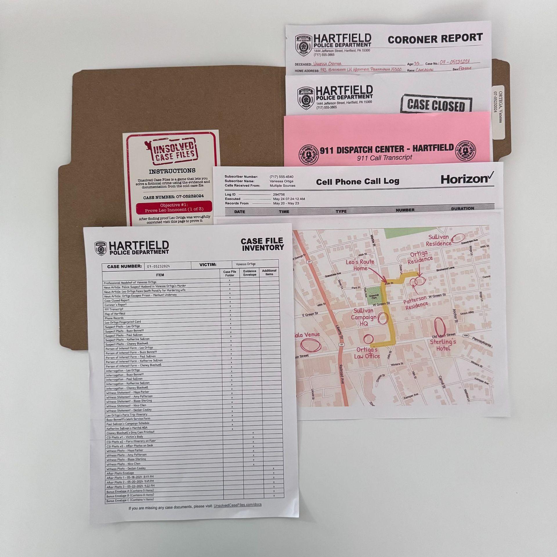 Vanessa Ortiz Case Detective Game Mystery Archive, Cold Case Detective Suspense Game, Suitable for Ages 14+, Friends Party Halloween Christmas