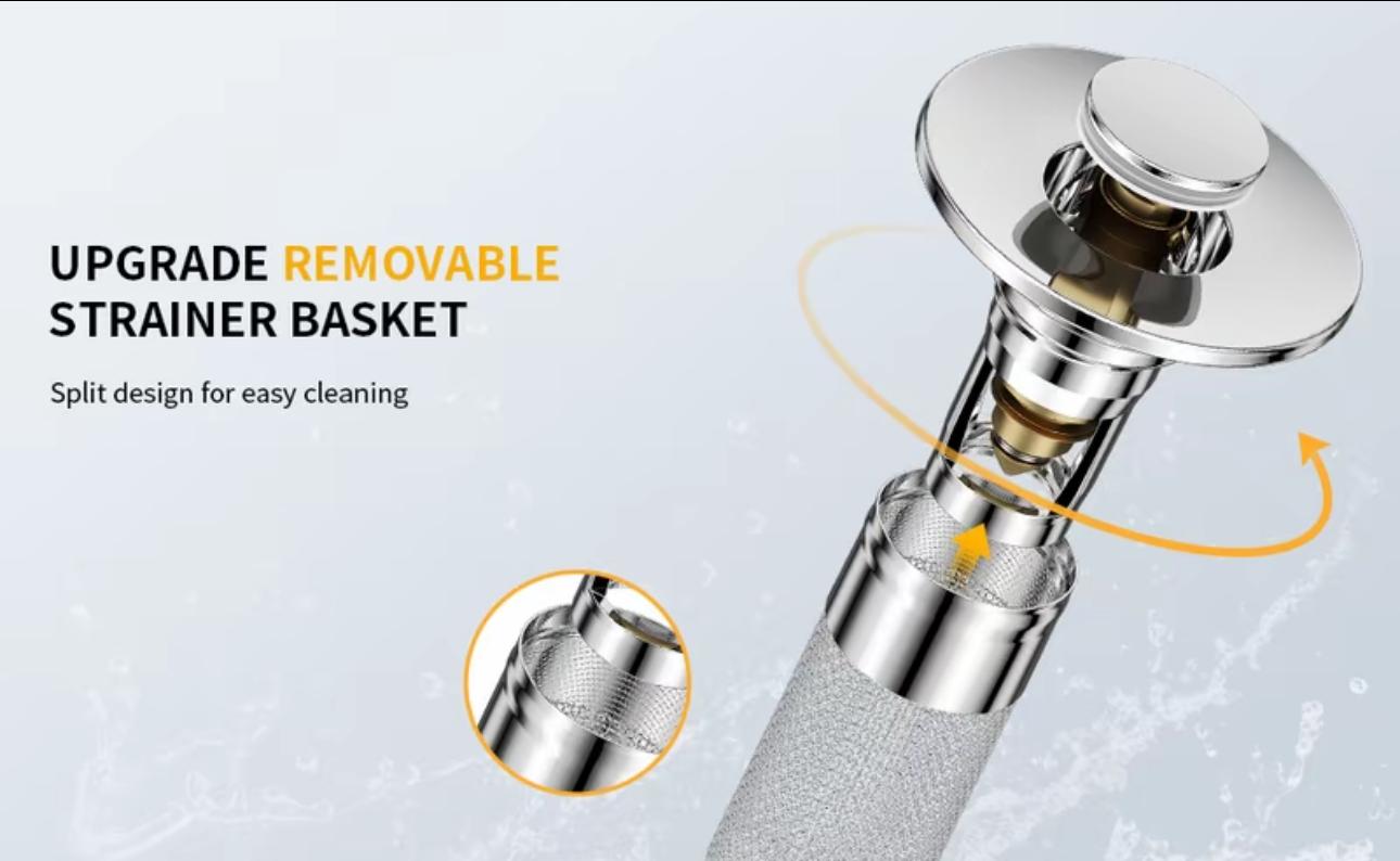 Bathroom Sink Stopper Hair Catcher, Universal Pop Up Sink Drain Filter with Stainless Steel Filter Basket, Bathroom Sink Drain Strainer