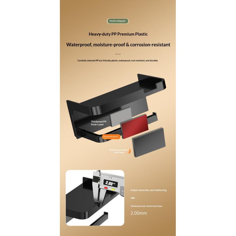 Bathroom toilet paper holder, roll tissue rack, storage shelf, draw-out tissue tube organizer for home restroom (Model: DM622)