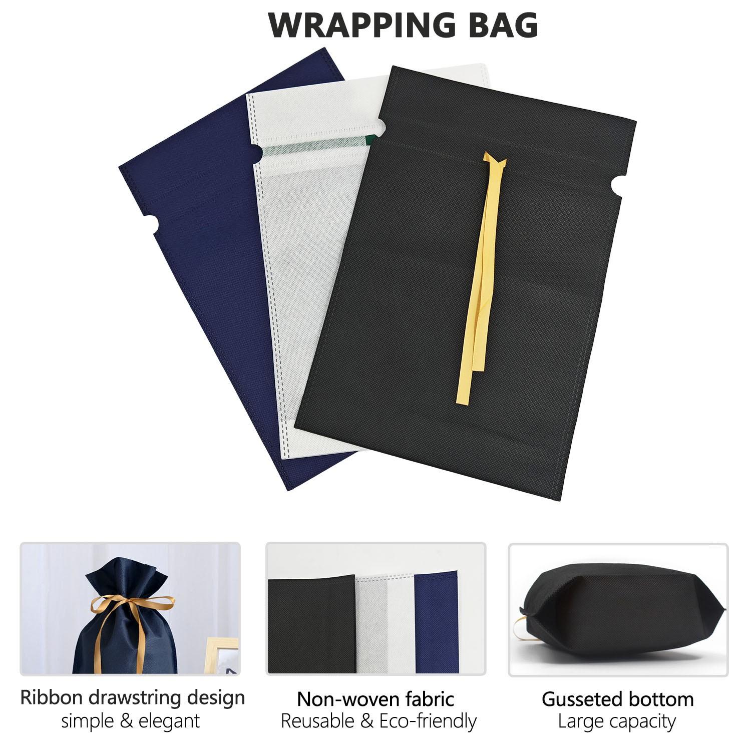 Party Favor Bags Set of 2 | Reusable Kraft Paper Tote Bag with Ribbon Drawstring Non-Woven Pouch | Wedding Guest Gift Wrap Bridal Shower Baby Shower Return Gifts | Multi Colour