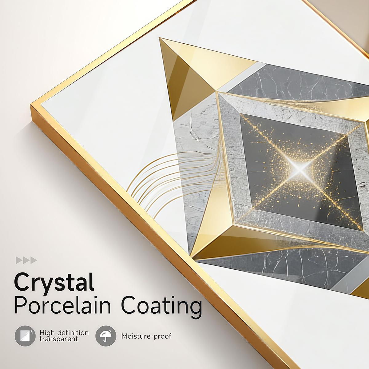 3 Counts Aluminum Alloy Framed Painting, Geometric Gold And Marble Abstract Art Pictures, Home Decoration For Living Room, Bedroom, Office, Restaurant, Hallway Wall Decor, Odorless Print Artwork, Luxury Perfect Gift For Friends And Family