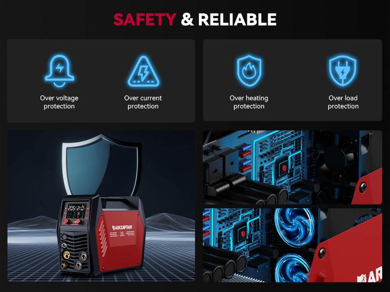 ARCCAPTAIN iControl MIG205 Pro MIG Welder 205A 110V 220V Gas MIG/Gasless Flux MIG/MMA Stick/Lift TIG/Spot Welding/Spool Gun Aluminum 6 in 1 Professional Welder Machine, APP Control Multi-process Welding Machine Tool Electric