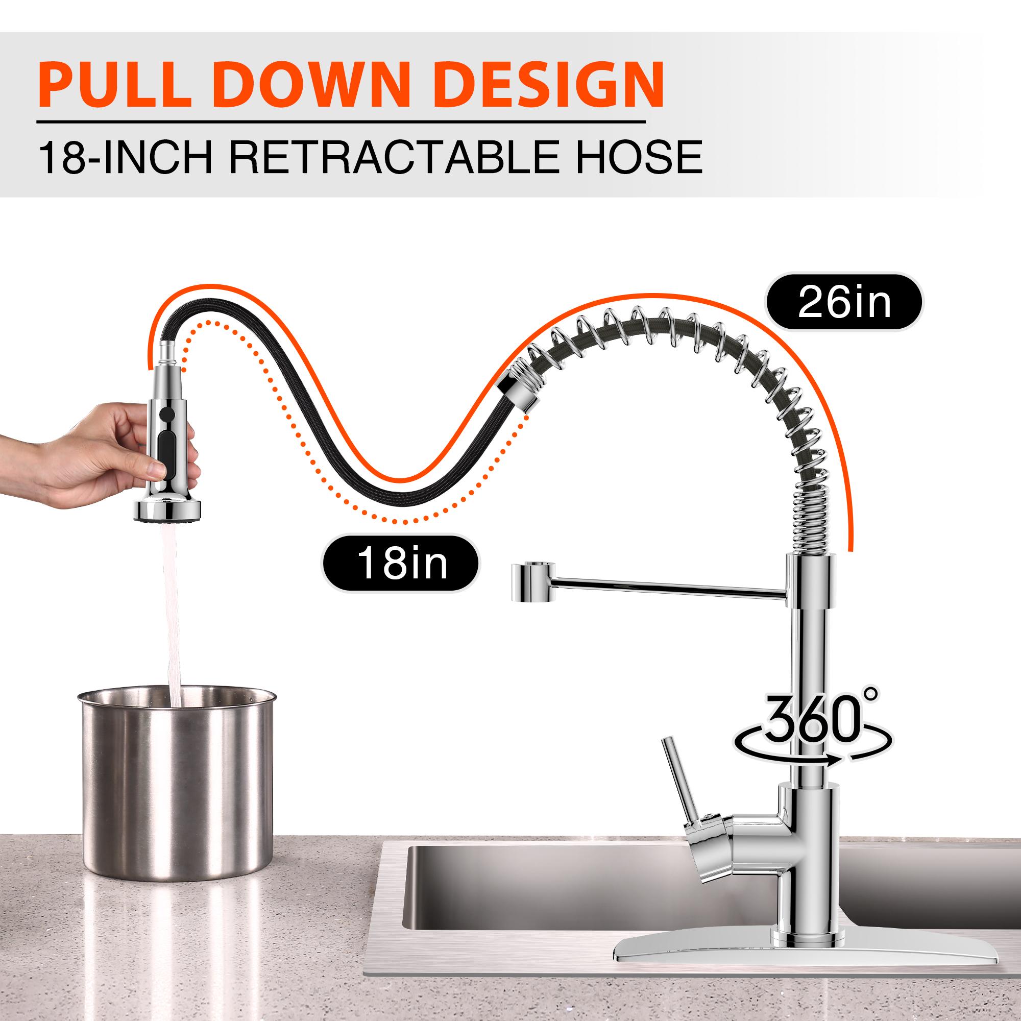 FORIOUS Kitchen Faucet with Pull Down Sprayer,Adjustable High Pressure Stainless Steel Single Handle Rotated Pull Out Kitchen Sink Faucets FORIOUS Kitchen Faucet with Pull Down Sprayer,Adjustable High Pressure Stainless Steel Single Handle Rotated Pull Out Kitchen Sink Faucets