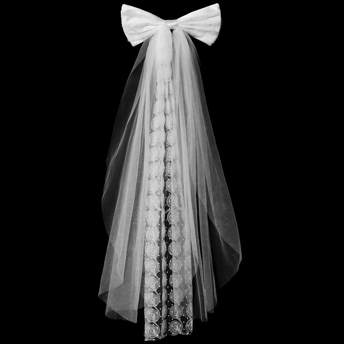 Elegant Bridal Veil - Bridal White Bow Lace Veil with Hairpin Headpiece for Wedding Ceremony, Award Commemorative Events