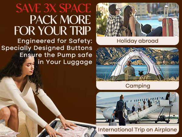 VACBIRD [2026 Upgraded] X7 Cordless Travel Vacuum Bag Set Vacuum Bags for Travel with Rechargeable air Pump, 15 Pack Carry-on Size Compression Packing Bags for Luggage and Suitcase, Space Saver for Clothes and Clothing Travel Zipper Pouches