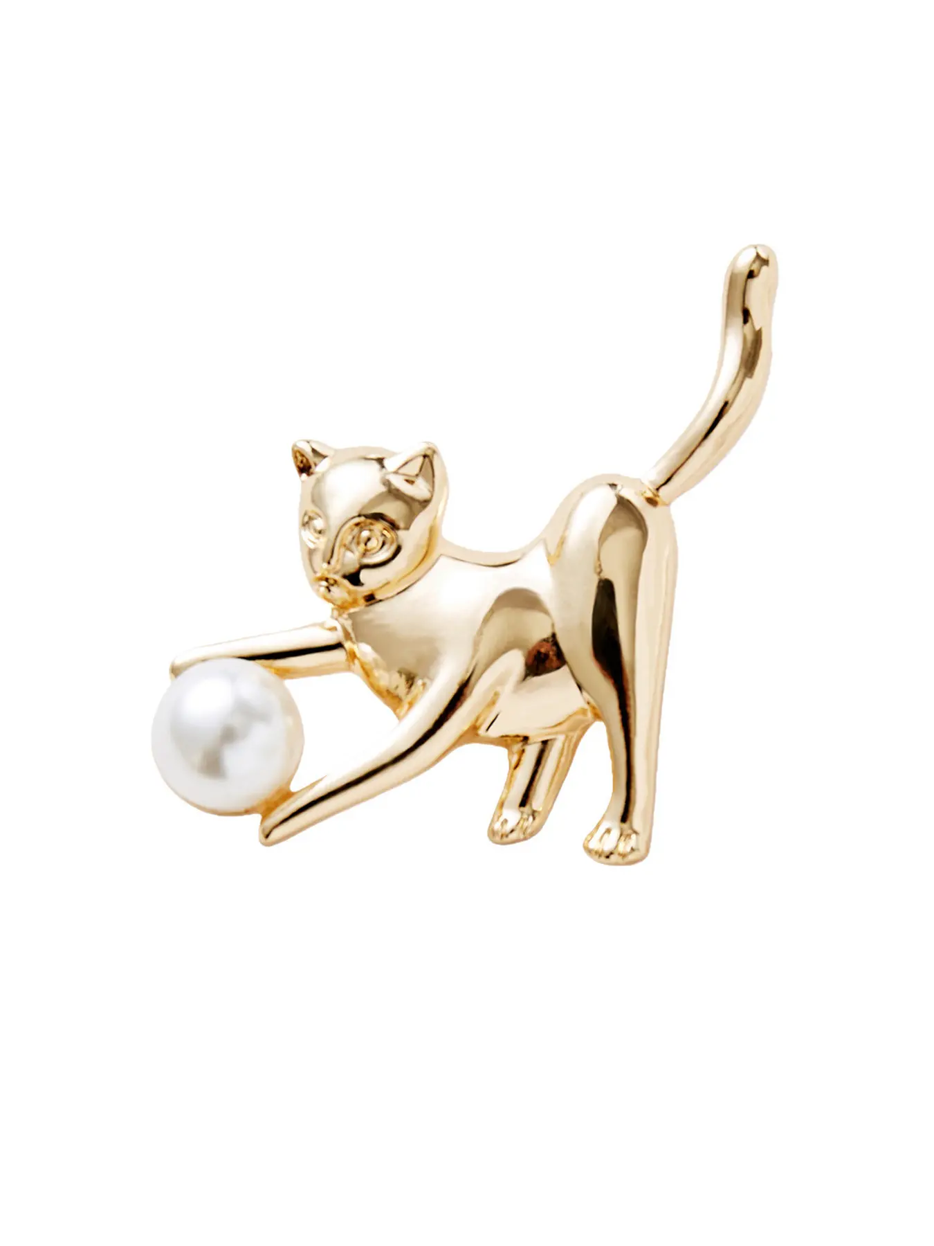 European American Fashion Creative Cute Cat Brooch Pin for Women, Faux Pearl Decor Anti-Exposure Corsage, Wholesale Apparel Accessory, Multi-functional Household Decor Pin & Clothing Small Brooch