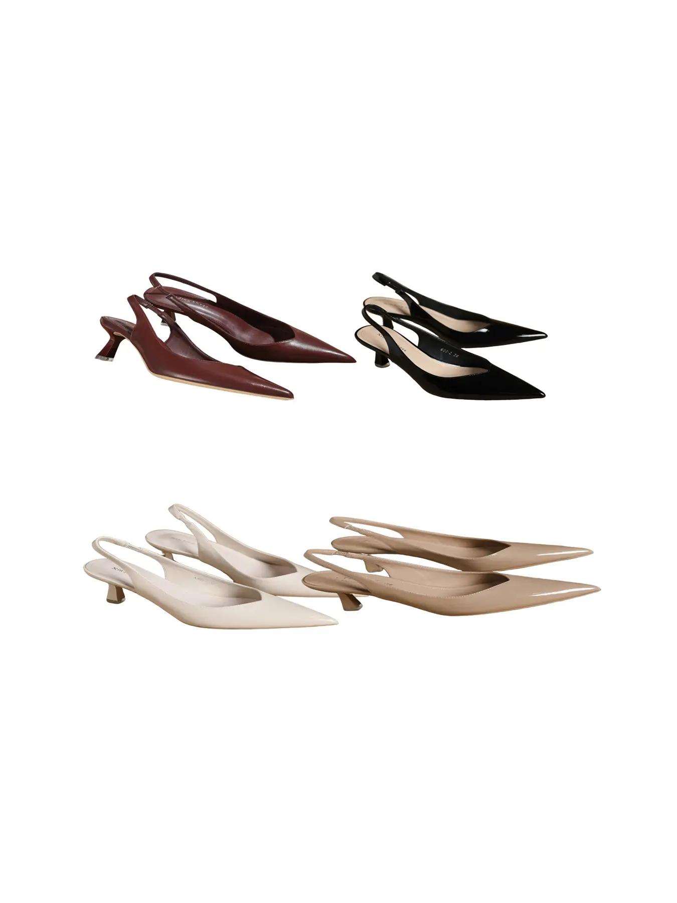 Summer Outfits 2024 Minimalist Temperament Pu Leather Slingback Pumps, Simple Design All-match Solid Color  Heels, Elegant Pointed Toe Slip on Shoes for Daily Work Office